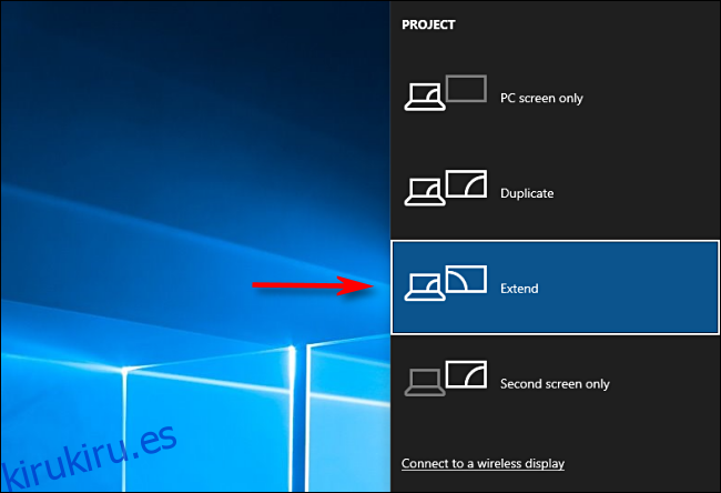 Seleccione Extender en Windows 10