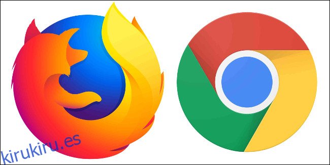 Logotipos de los navegadores Mozilla Firefox y Google Chrome