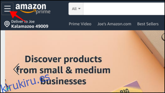 Página de inicio de Amazon Prime