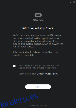 Comprobación de compatibilidad con Oculus