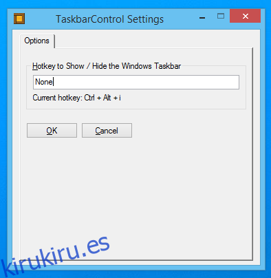 Configuración de control de la barra de tareas