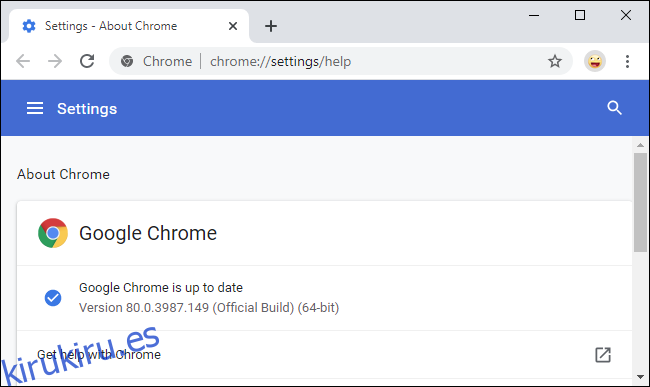 Menú de configuración de Google Chrome