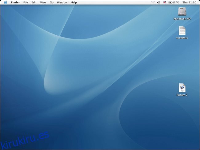 Un escritorio OS X 10.3 en una Mac antigua.