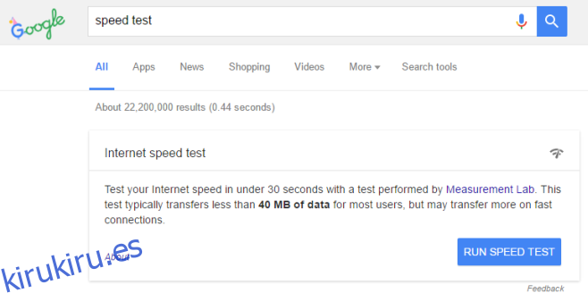 prueba de velocidad de google