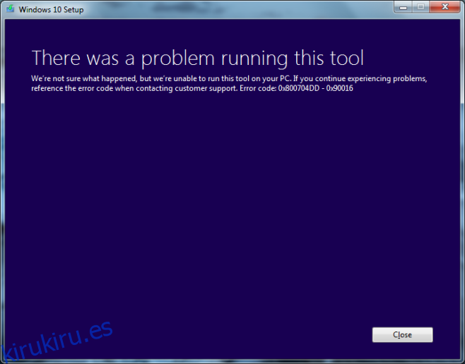 Error de instalación de Windows 10