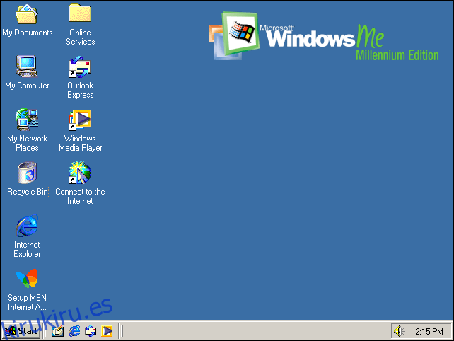 El escritorio predeterminado de Windows Millennium Edition.
