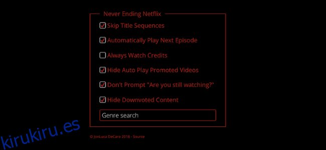 Extensión de Chrome para Netflix sin fin