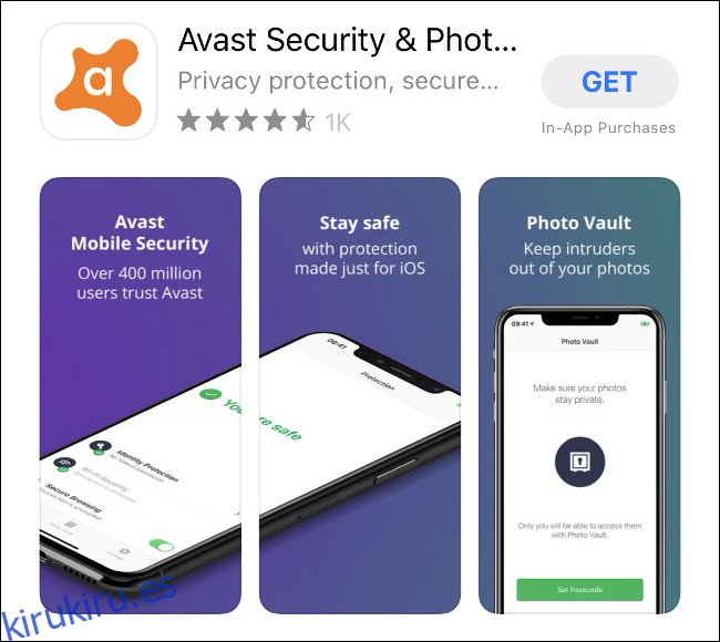 La aplicación Avast Mobile Security para iOS en App Store. 