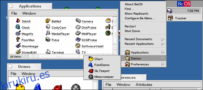 Seleccionar un archivo en un administrador de tareas de la barra de escritorio de BeOS 5.