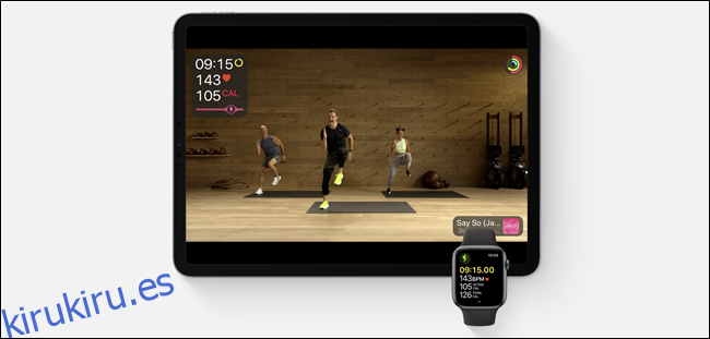 Fitness + corriendo en un iPad y Apple Watch