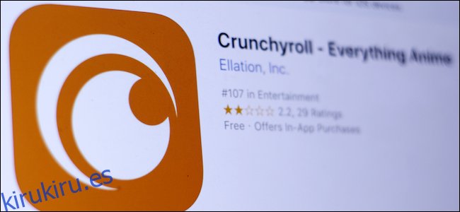 Icono de la aplicación Crunchyroll en una pantalla de escritorio