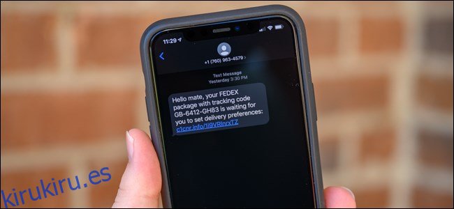 Texto de spam de Lowell en iPhone