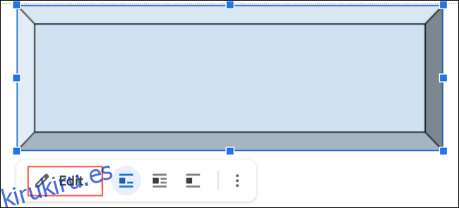 Haga clic en Editar para cambiar un dibujo nuevo en Google Docs