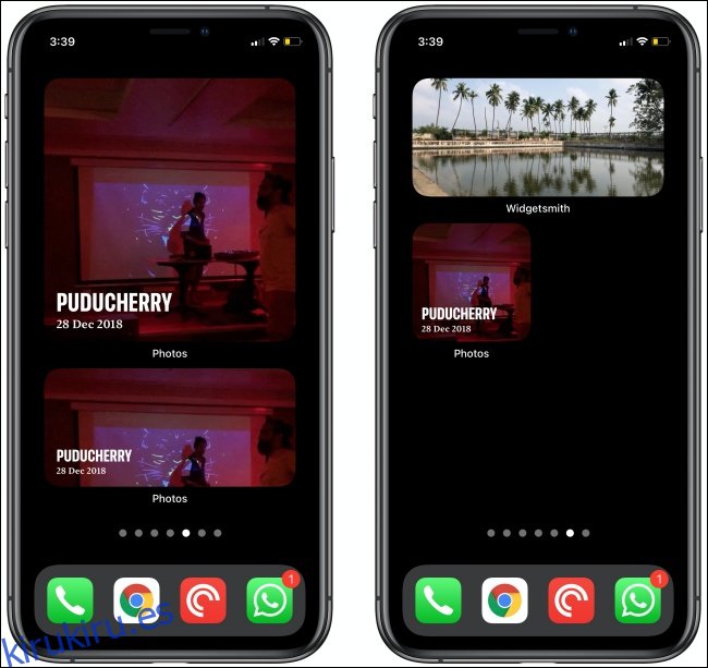Fotos Widgets en dos iPhones.