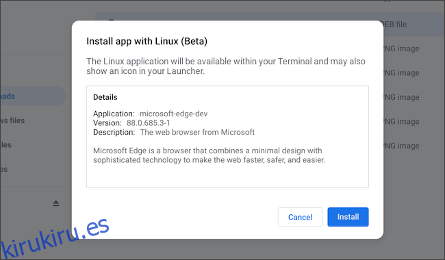 Instale la aplicación Linux de Microsoft Edge en Chromebook