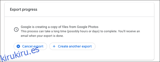 Cancelar la exportación de la copia de seguridad de Google Fotos 