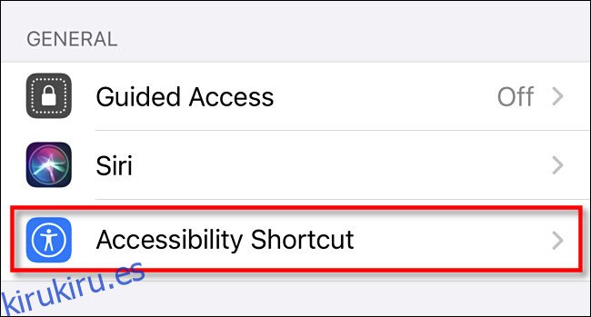 En la configuración de accesibilidad en iPhone, toque 