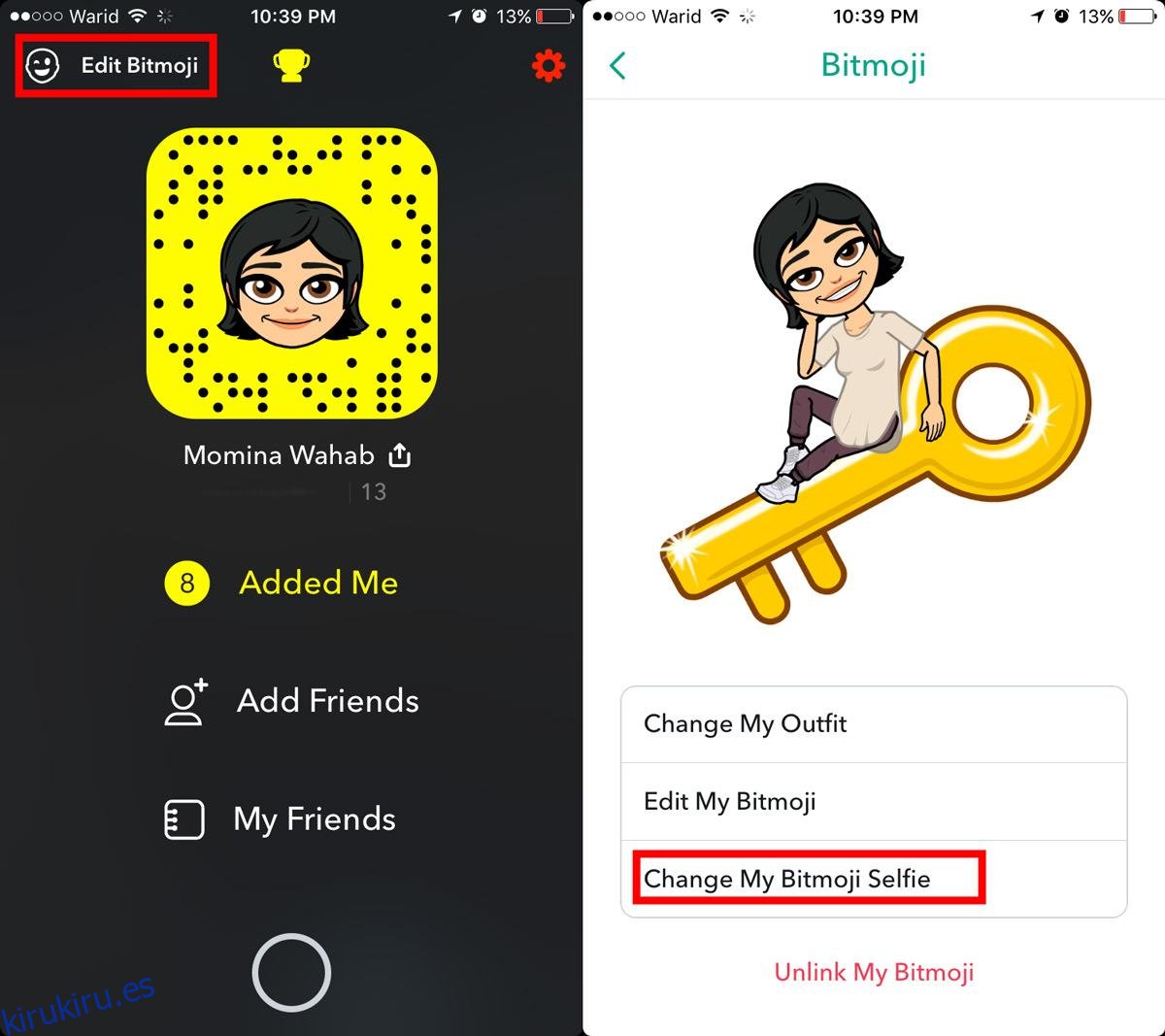 Cómo editar estados de ánimo de Bitmoji en Snapchat