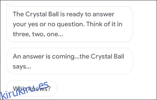 Crystal Ball respondiendo a una pregunta en el Asistente de Google.