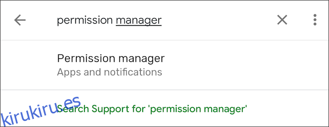 Buscar administrador de permisos en la configuración de Android
