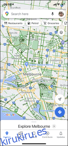 Mapa de ciclismo de Google Maps
