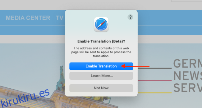 Haga clic en Habilitar traducción