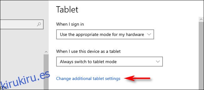 En la configuración de la tableta Windows 10, haga clic en 