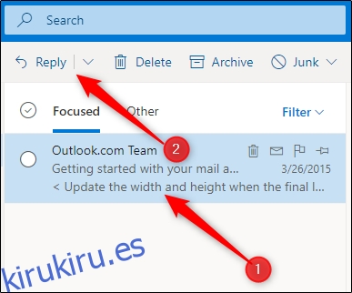 Responder a un correo electrónico en los pasos de Outlook