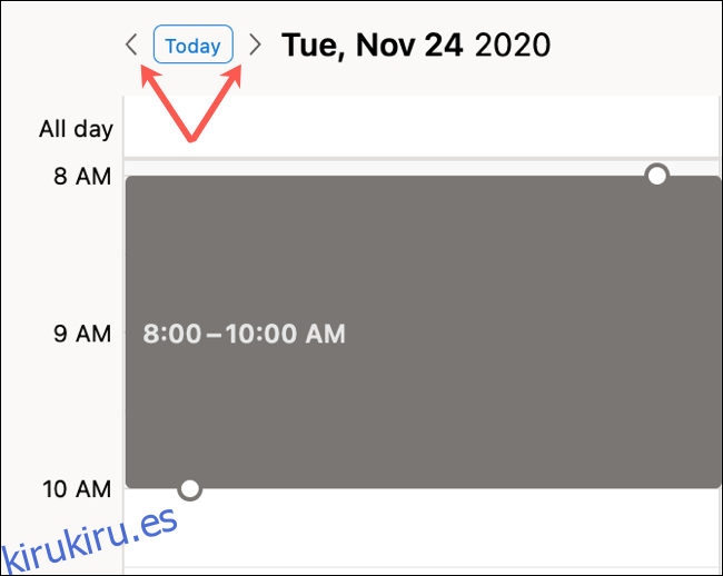 Elija una nueva fecha para el bloque de tiempo