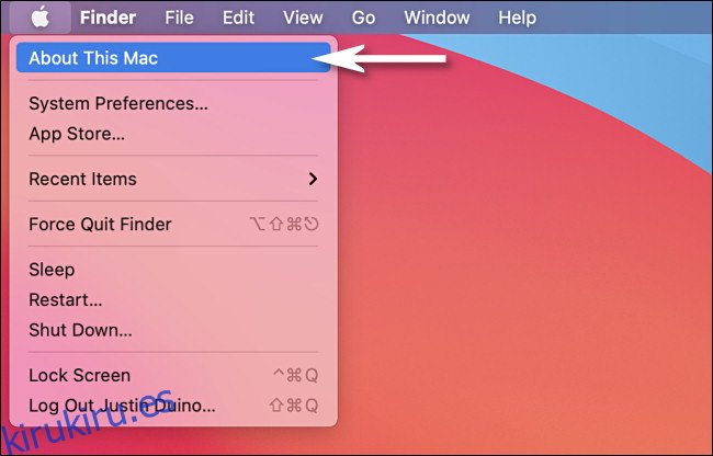 En una Mac, haga clic en el menú Apple y seleccione 