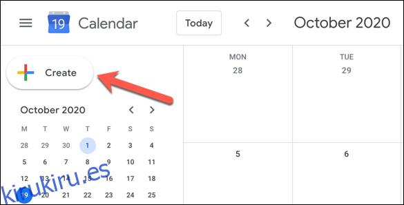 En la interfaz web de Google Calendar, haga clic en el 