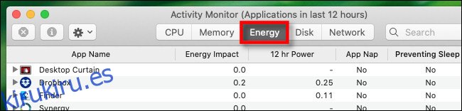 En Activity Monitor en Mac, haga clic en el 