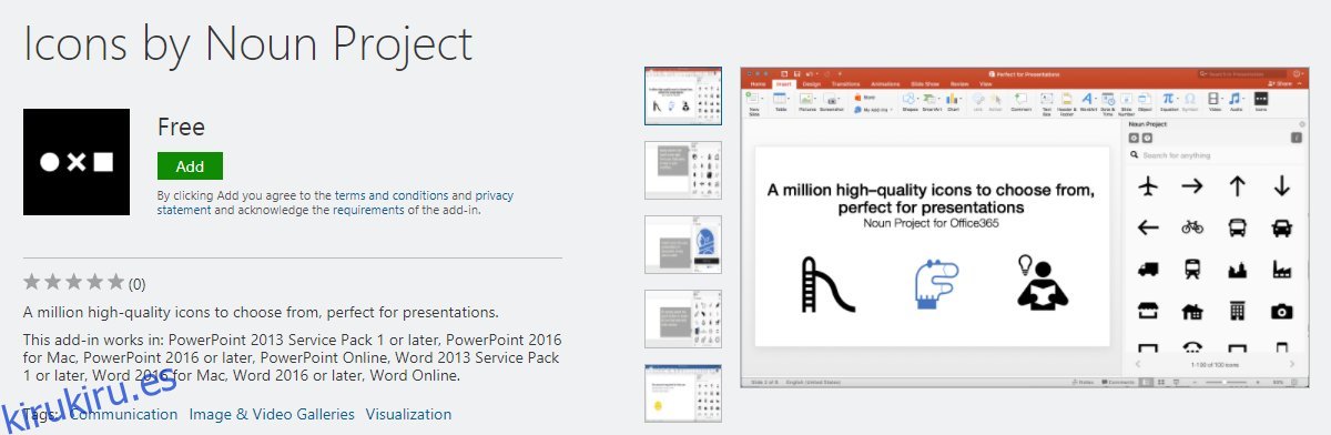 Obtenga el complemento Noun Project para MS Word y PowerPoint