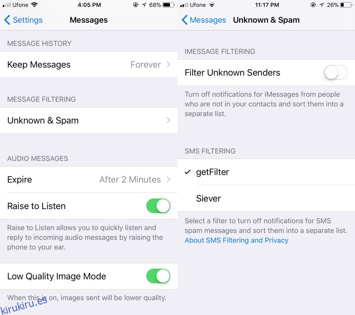 ¿Qué es la basura de SMS en la aplicación de mensajes en iOS 11?