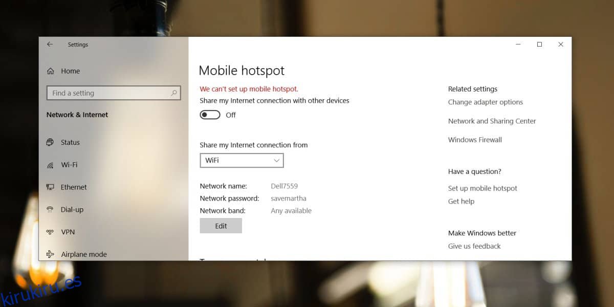 Cómo arreglar ‘No podemos configurar el punto de acceso móvil’ en Windows 10