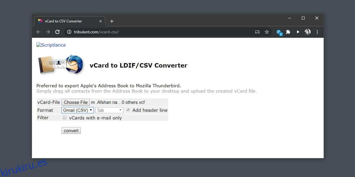 Cómo convertir contactos VCF a archivo CSV