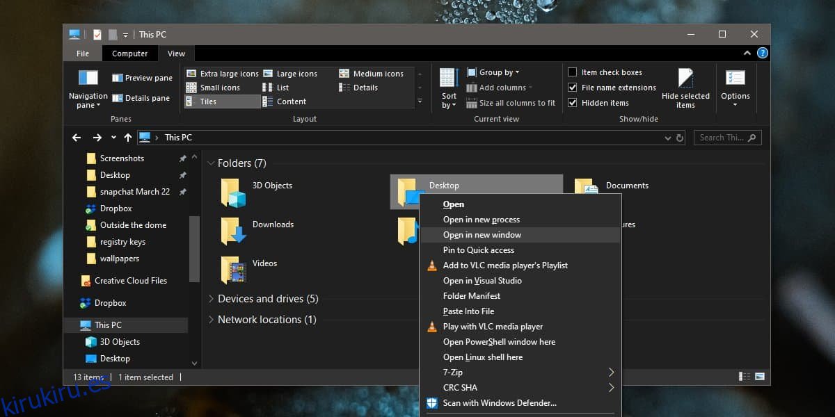 Cómo abrir carpetas en una nueva ventana del Explorador de archivos en Windows 10