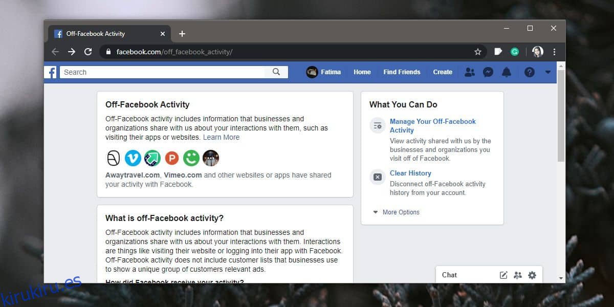 Cómo deshabilitar el seguimiento de la actividad de Facebook fuera del sitio por aplicaciones y sitios web