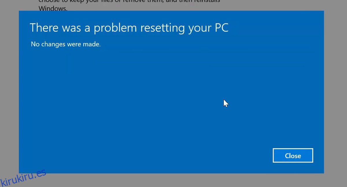 Cómo restablecer la PC en Windows 10 cuando falla el restablecimiento automático