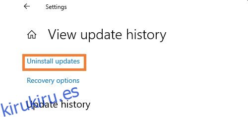 Desinstalar actualizaciones en Windows 10
