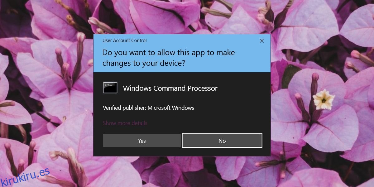 Cómo hacer una captura de pantalla del indicador de UAC en Windows 10