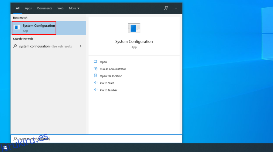 Windows 10 muestra cómo acceder a la aplicación Configuración del sistema desde el menú de búsqueda