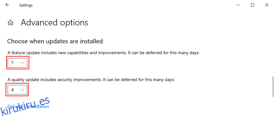 Windows 10 muestra cómo elegir cuándo se instalan las actualizaciones