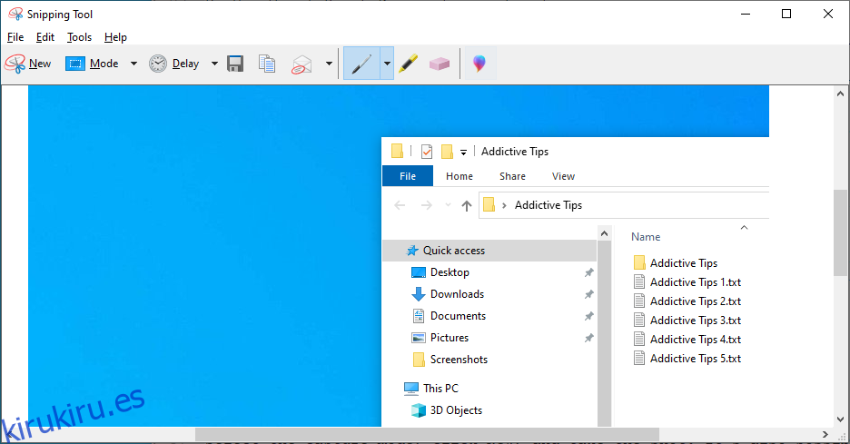 Windows 10 muestra la herramienta de recortes