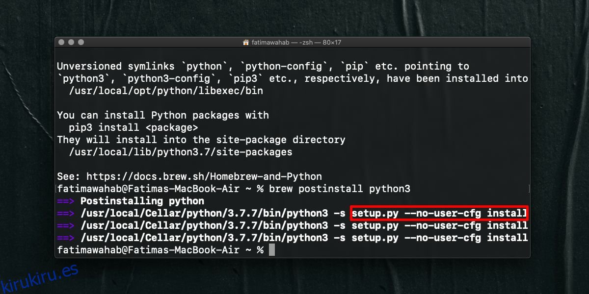 Cómo corregir el error ‘setup.py –no-user-cfg install’ para pip en macOS