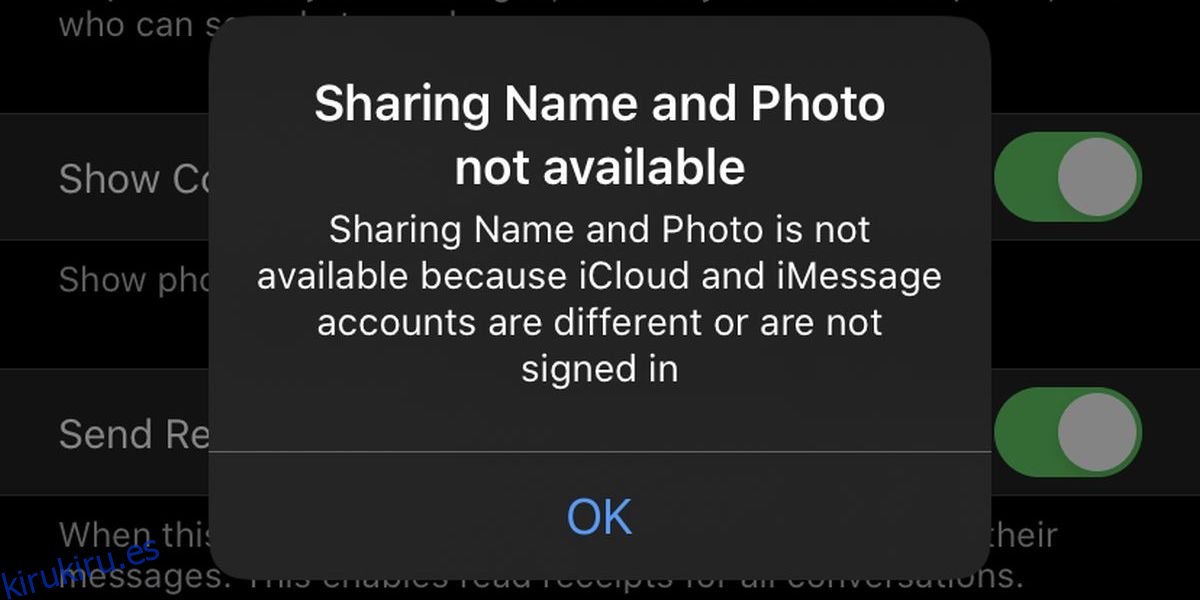 Cómo corregir «Compartir nombre y foto no está disponible» en iOS