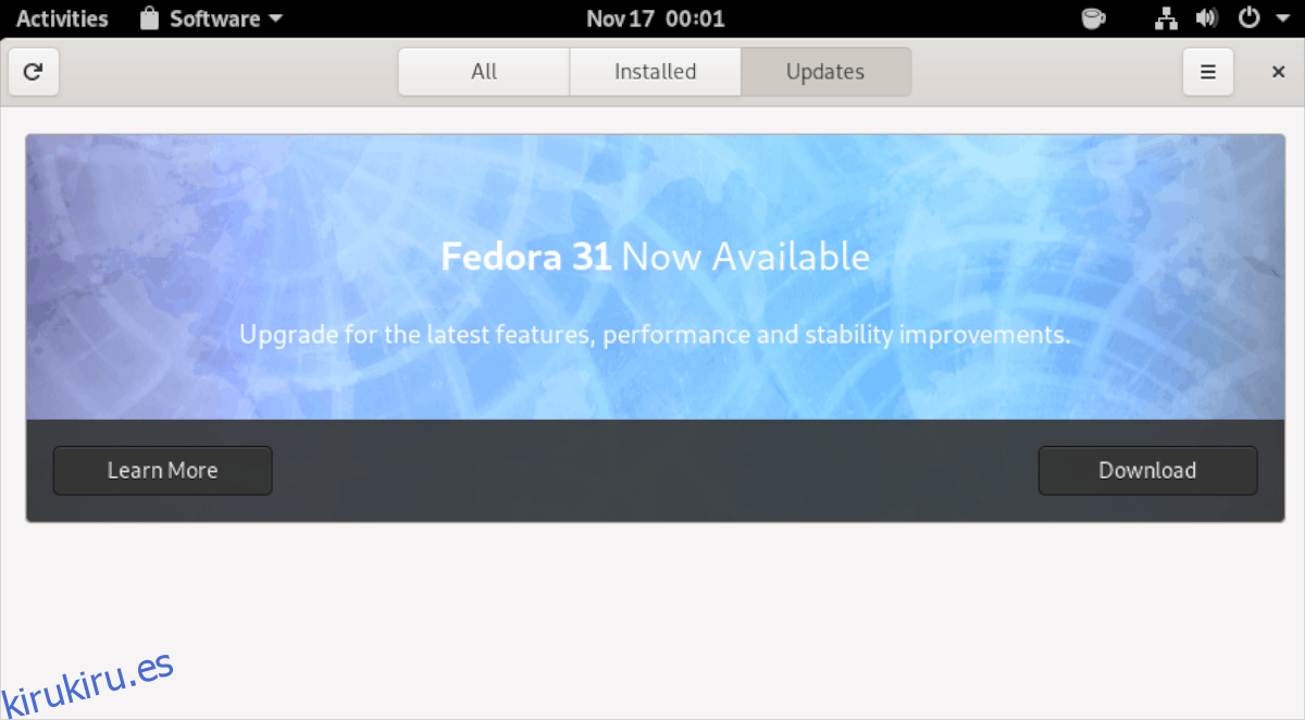 Cómo actualizar a Fedora 31