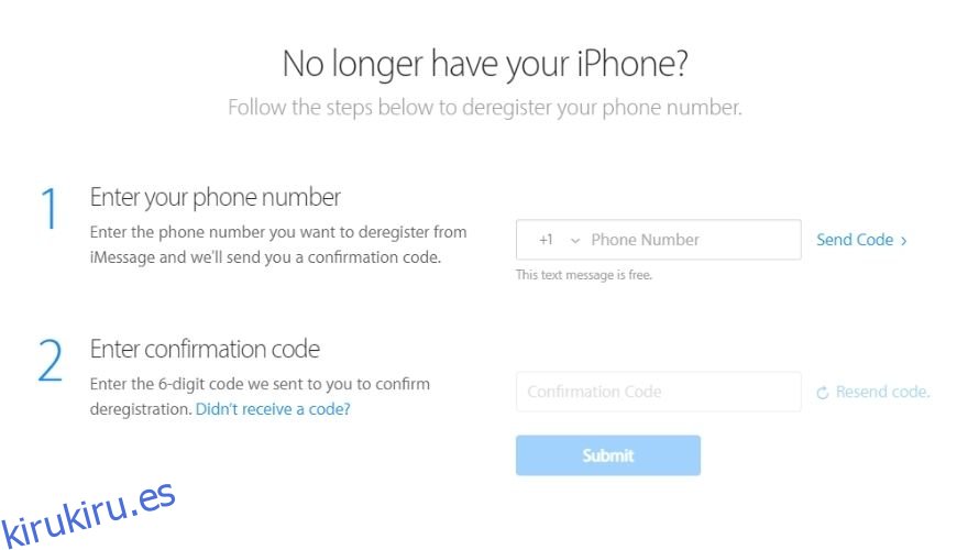 Cómo borrar iPhone - Dar de baja iMessage usando el sitio web de Apple