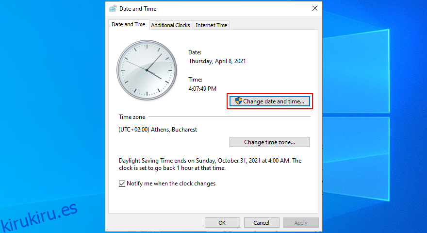 Windows 10 muestra cómo cambiar la fecha y la hora