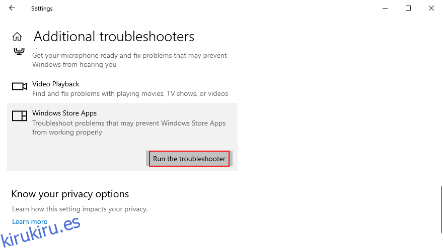cómo ejecutar el solucionador de problemas de aplicaciones de la Tienda Windows